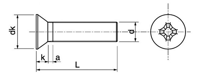 dimensions vis tête fraisee Phillips Inox A2 3X40