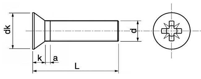 dimensions vis tête fraisee pozi Inox A2 6X16