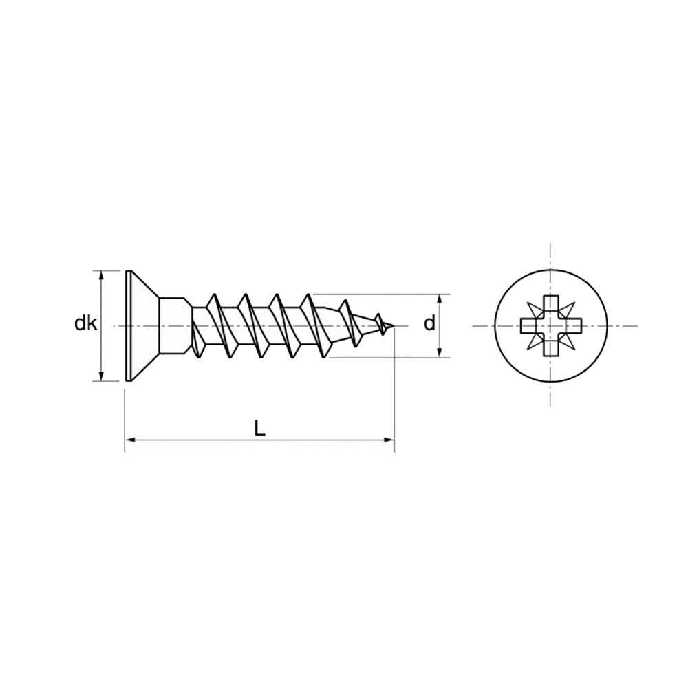 20 vis à bois à tête fraisée plate M 3,5 x l. 25 mm . INOX A2. Cruciforme Z  pozidrive. - Fixtout