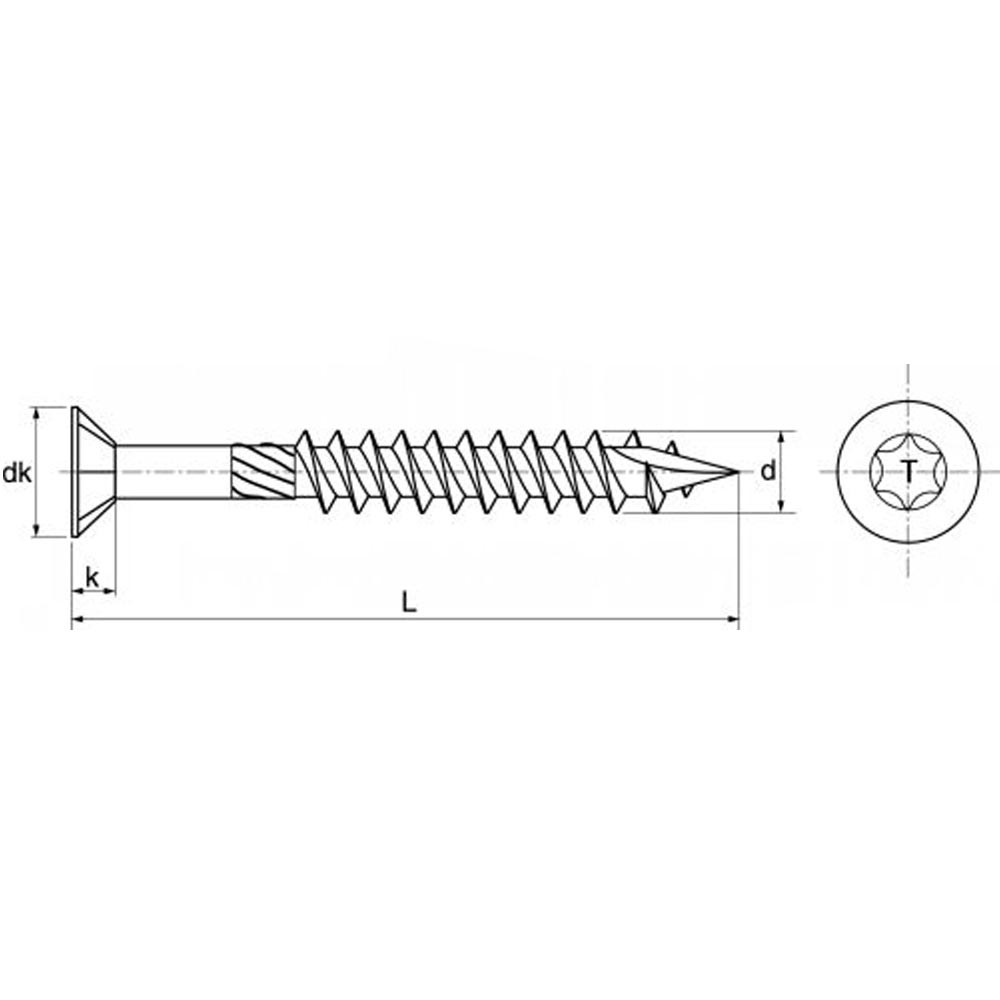 Vis terrasse bois tendre 5X50/35 Inox C1, tête fraisée Torx