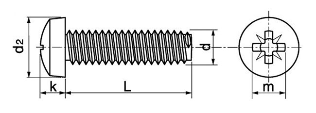dimensions vis autotaraudeuse 3X12 tête cylindrique pozi