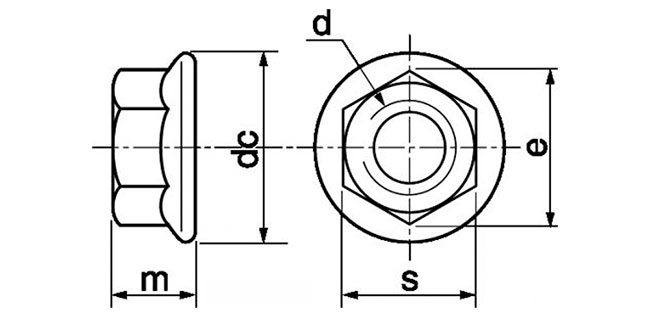 dimensions écrou embase crantée M5 en Inox A4