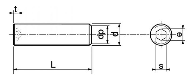 dimensions vis sans tête 6 pans creux 10X35 bout plat Inox A4