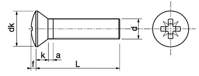 dimensions vis tête bombée pozi TFB Inox A2 4X25