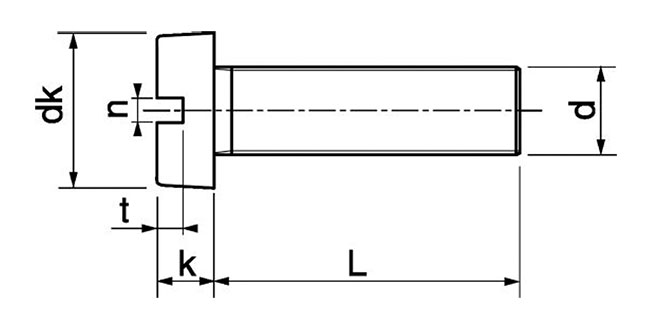 dimensions vis tête cylindrique large fendue Inox A4 2X6