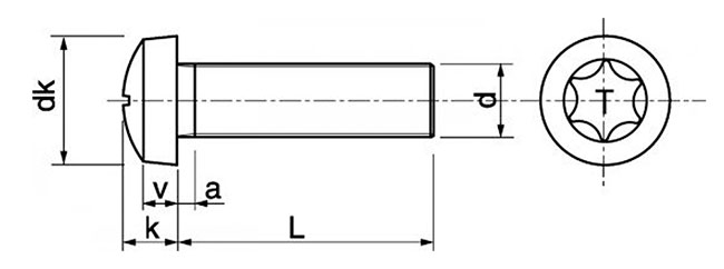 dimensions vis tête cylindrique torx Inox A2 8X70