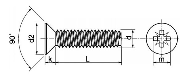 dimensions vis autotaraudeuse 2,5X12 tête cylindrique pozi